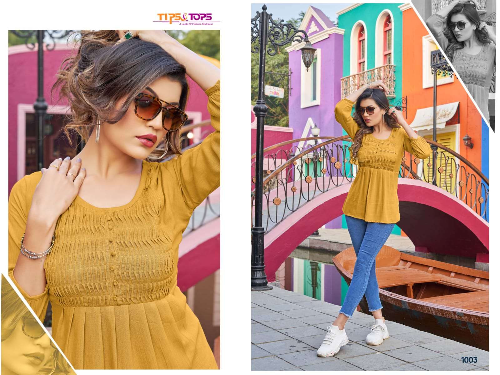 Tips & Tops-Pepe Tops Vol 05-Reyon-Wrinkle-Embroidery-Work-Fancy-Short-Top-1003